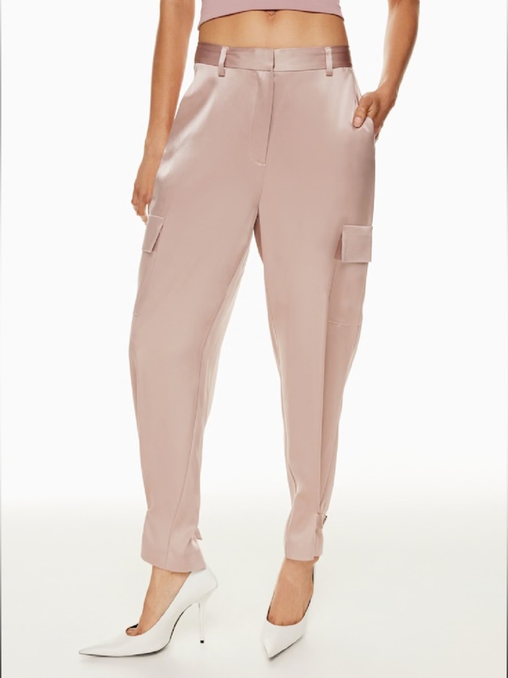 DUSTY BLUE Aritzia Satin Cargo Pants - 4